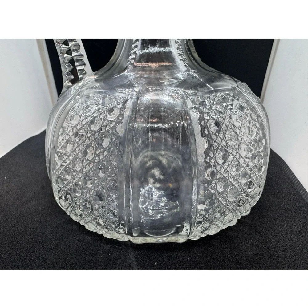 Antique 1898 McKee Glass EAPG Cruet Rainbow Clear Pattern Decanter / Stopper